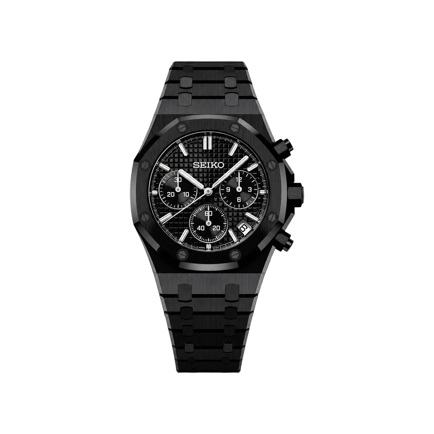 Seiko Mod Octagonal Chronograph Negro Total