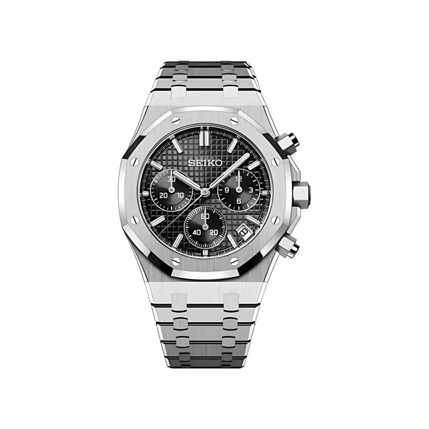 Seiko Mod Octagonal Chronograph Black