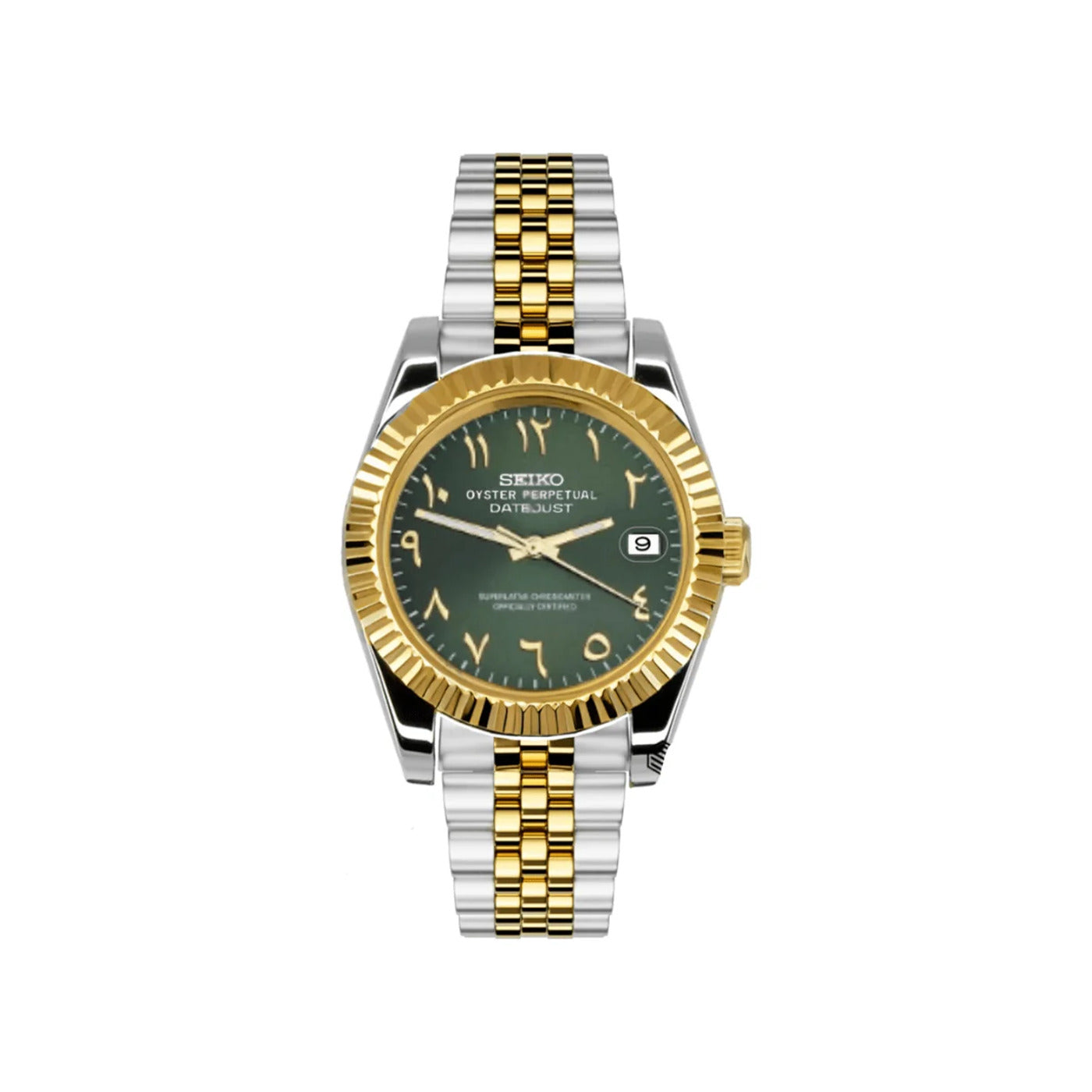 Seiko Mod Clasico Silver Gold Arabic Green
