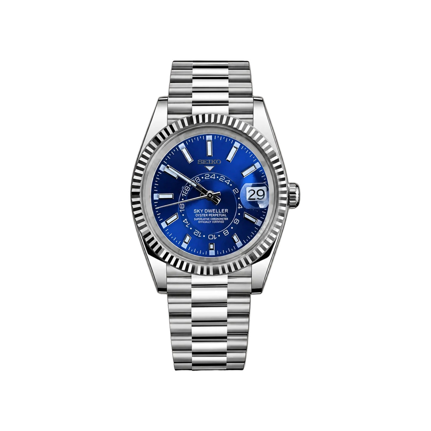 Seiko Mod Doble Zona Azul Electrico