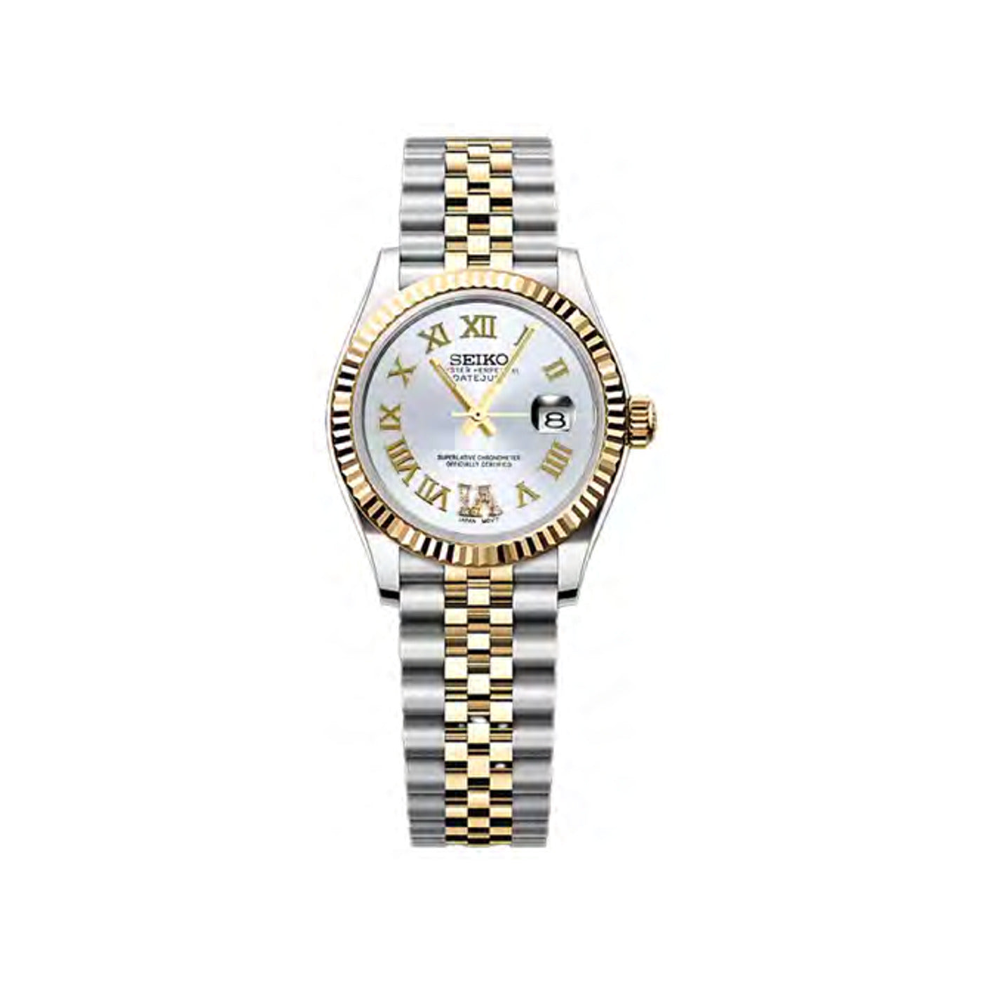 Seiko Mod Roman White Gold Diamond