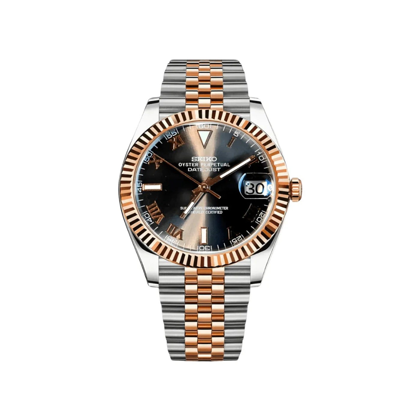 Seiko Mod Clasico Two Tone Rose Gold W/Chocolate Roman