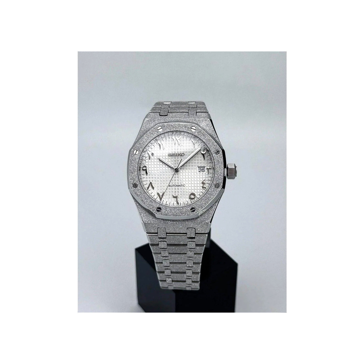Seiko Mod Octagonal Silver Frosted finish